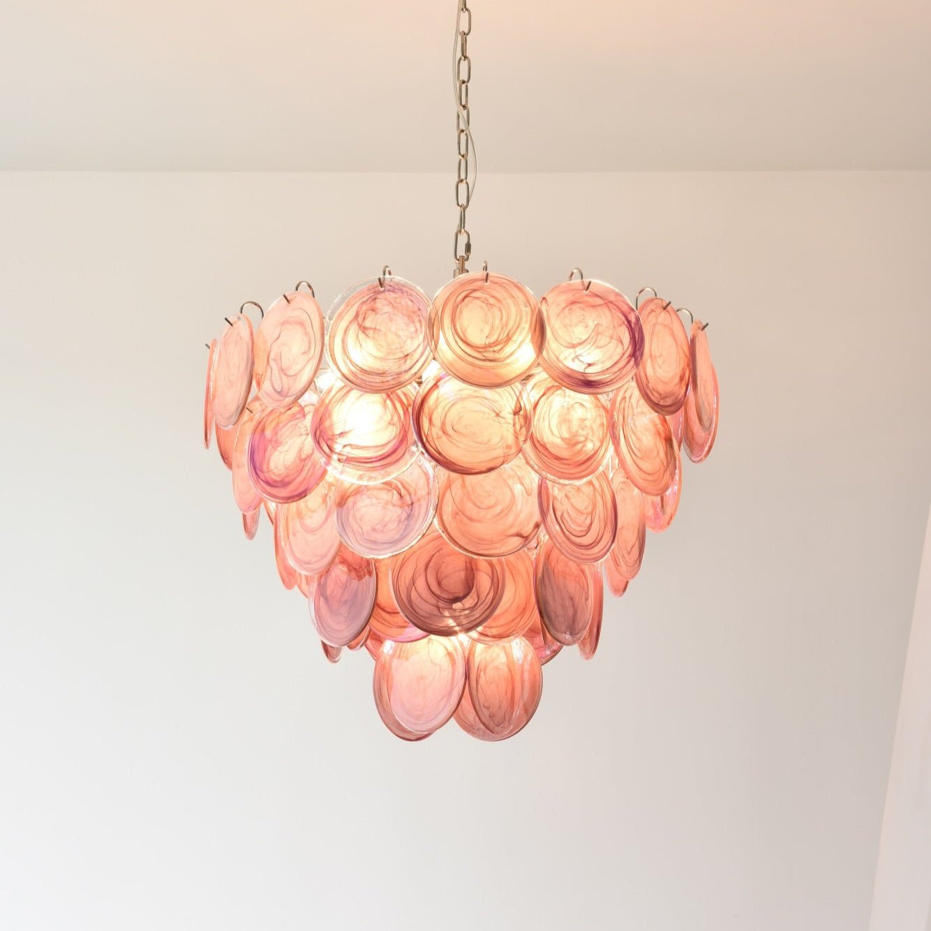 Pink Murano Disc Chandelier