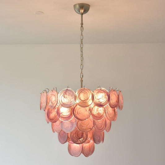 Pink Murano Disc Chandelier