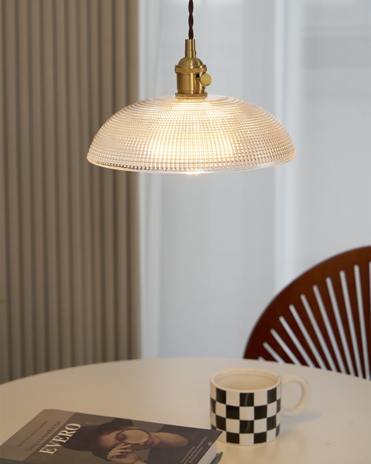 Ribbed Spiral Pendant Light