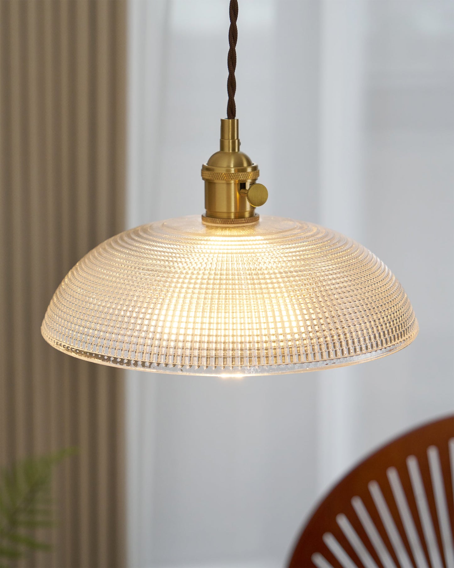 Ribbed Spiral Pendant Light