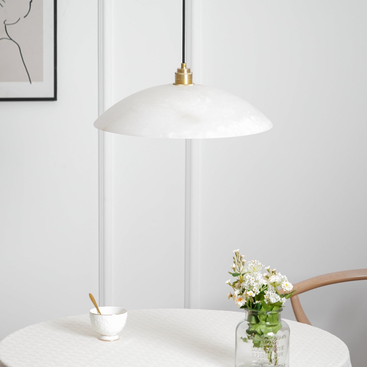 Alabaster Dome Pendant Lamp