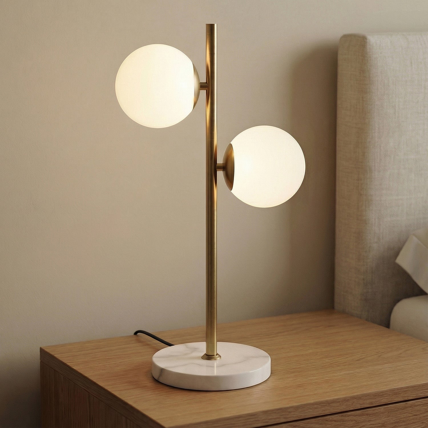 Castell 2 Globe Table Lamp 21", Aged Brass