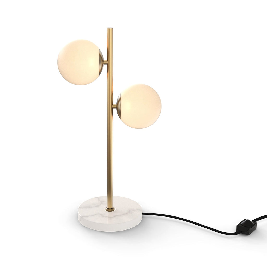 Castell 2 Globe Table Lamp 21", Aged Brass