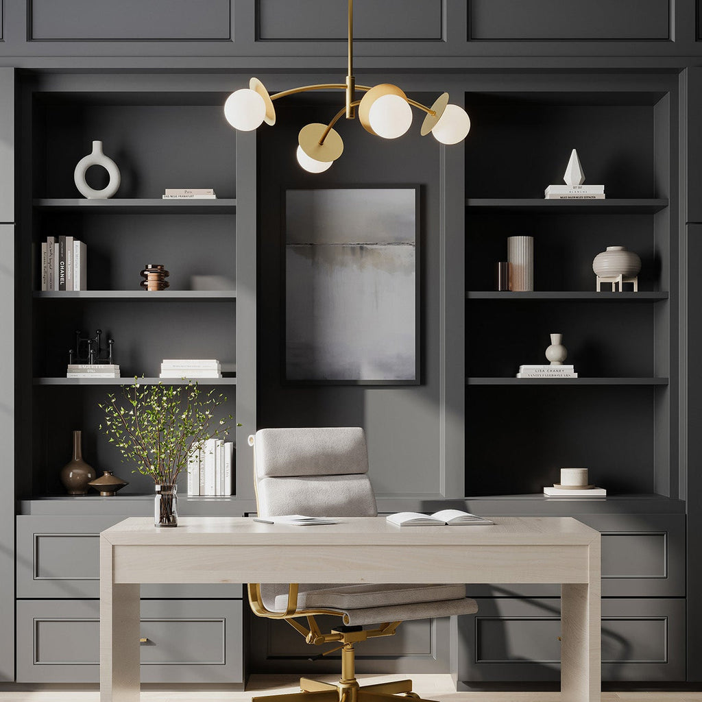 Levi 4 Globe Chandelier 26", Aged Brass