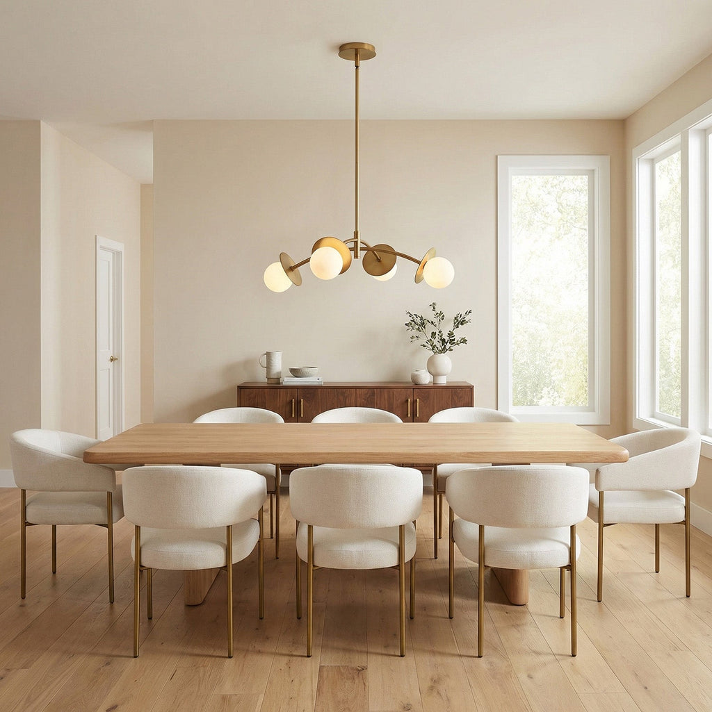 Levi 4 Globe Chandelier 26", Aged Brass