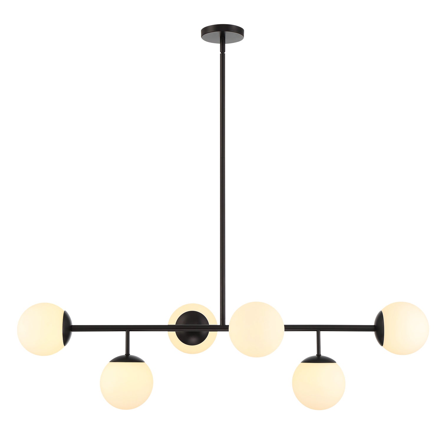 Castell 6 Globe Linear Pendant 46", Matte Black