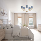 Banks 5 Light Chandelier 28", French Blue and Brass