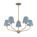 Banks 5 Light Chandelier 28" French Blue and Gold