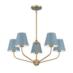 Banks 5 Light Chandelier 28", French Blue and Brass