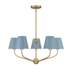 Banks 5 Light Chandelier 28", French Blue and Brass