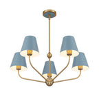 Banks 5 Light Chandelier 28", French Blue and Brass