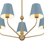 Banks 5 Light Chandelier 28", French Blue and Brass