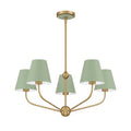 Banks 5 Light Chandelier 28" Sage Green and Gold
