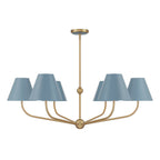 Banks 6 Light Chandelier 40", French Blue and Brass