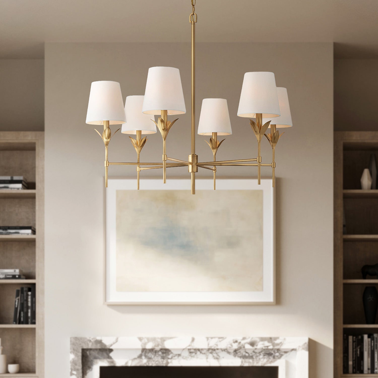 Alice 6 Light Chandelier 32", Antique Gold