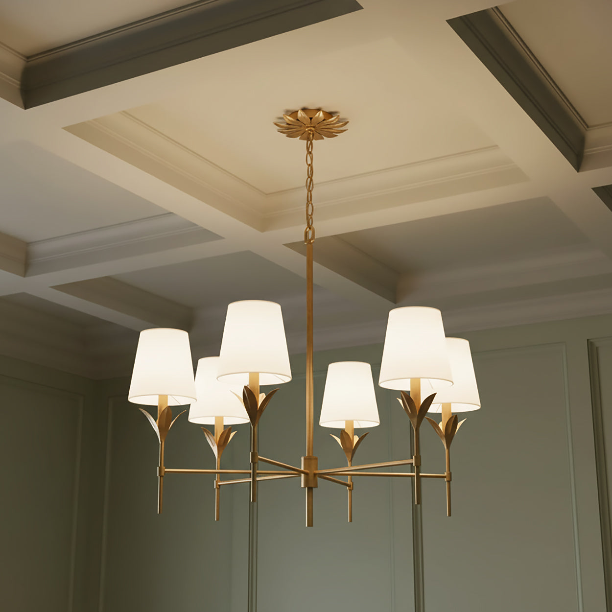 Alice 6 Light Chandelier 32", Antique Gold
