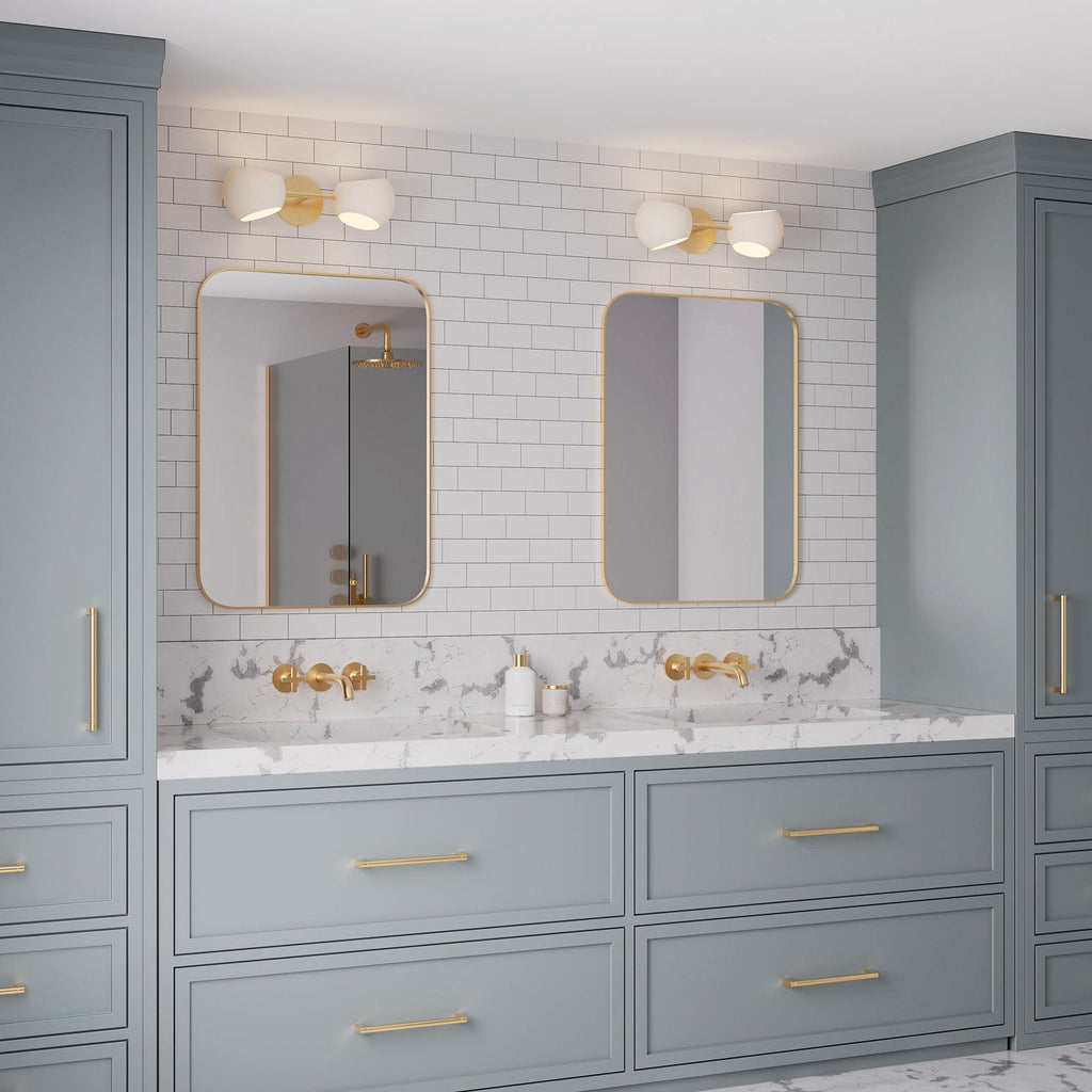 Flynn 2 Light Wall Sconce, Brushed Brass with Opal Glass