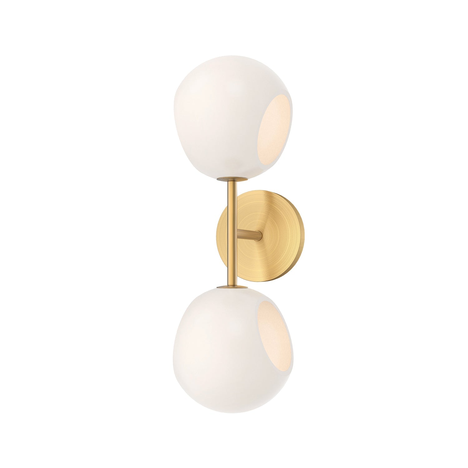 Flynn 2 Light Wall Sconce, Brushed Brass with Opal Glass