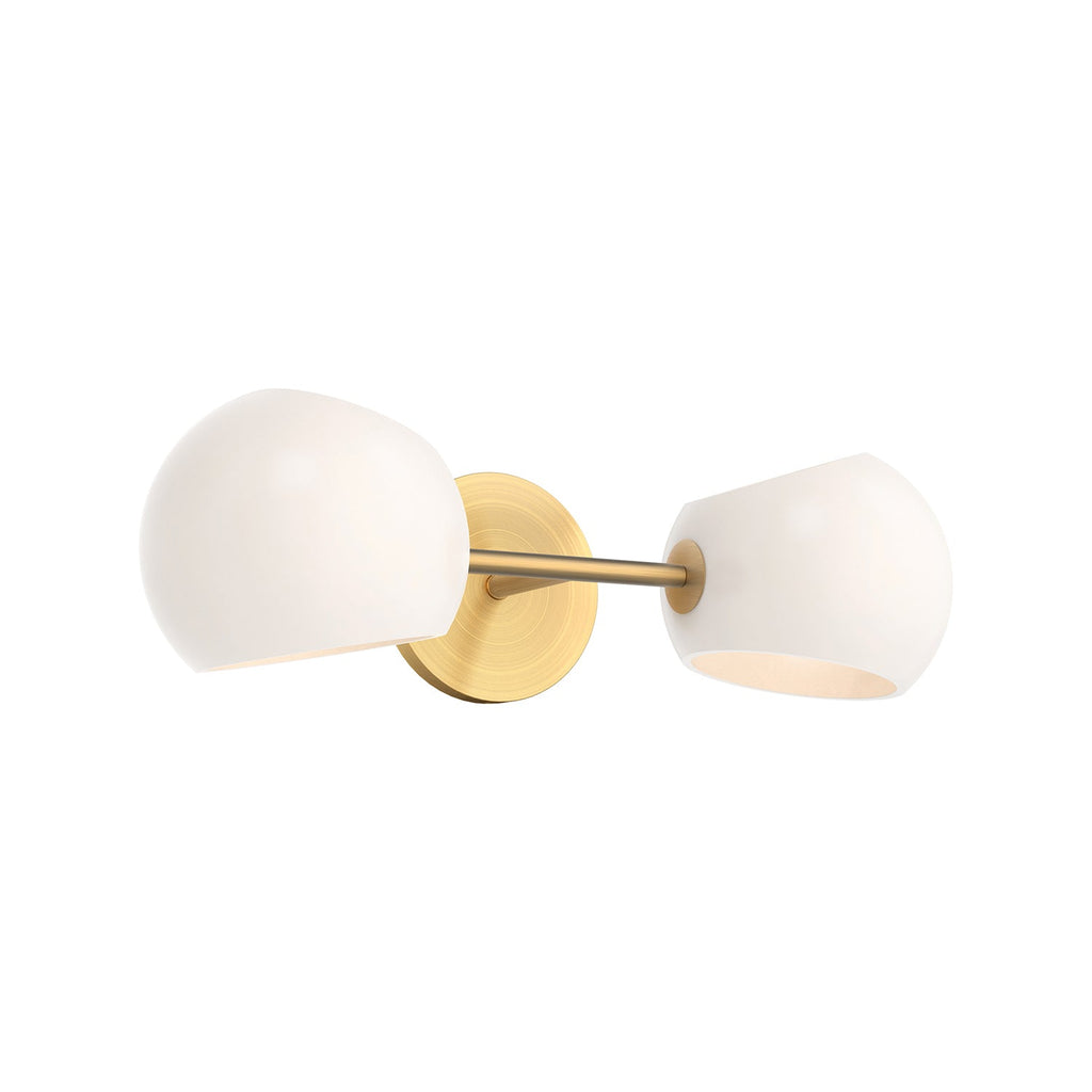 Flynn 2 Light Wall Sconce, Brushed Brass with Opal Glass