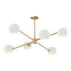 Flynn 6 Light Chandelier 37", Brushed Brass with Opal Glass