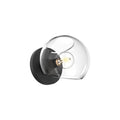 Flynn 1 Light Wall Sconce, Matte Black with Clear Glass