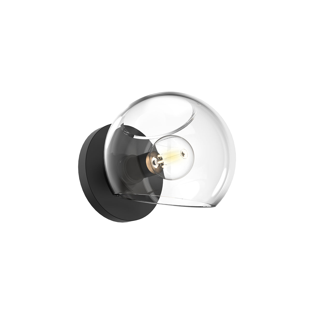 Flynn 1 Light Wall Sconce, Matte Black with Clear Glass