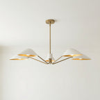Jade 5 Light Chandelier 46", White and Antique Brass