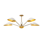 Jade 5 Light Chandelier 46", White and Antique Brass