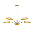 Jade 5 Light Chandelier 46", White and Antique Brass