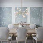 Amara 18 Light Chandelier 44", Gold Leaf with Art Glass