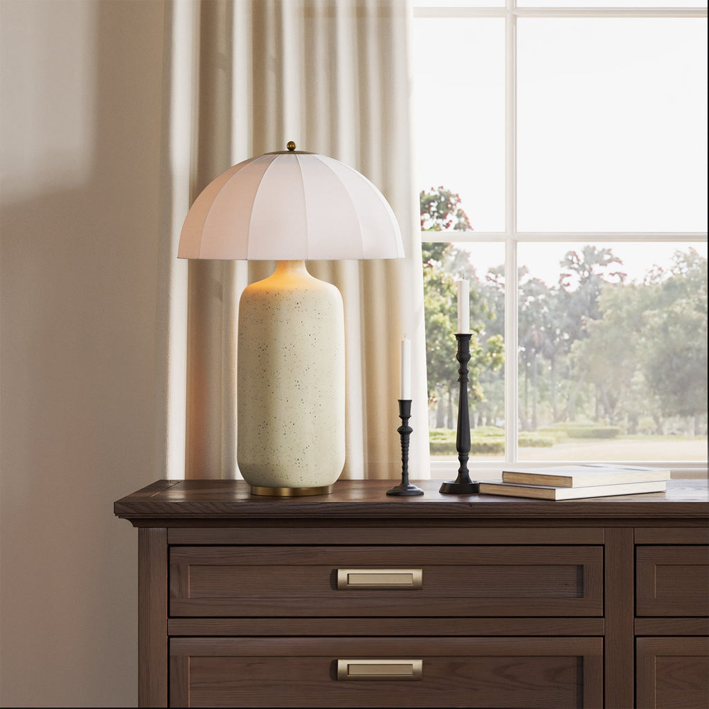 Trudy Table Lamp, Cream with Brass Accents
