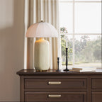 Trudy Table Lamp, Cream with Brass Accents
