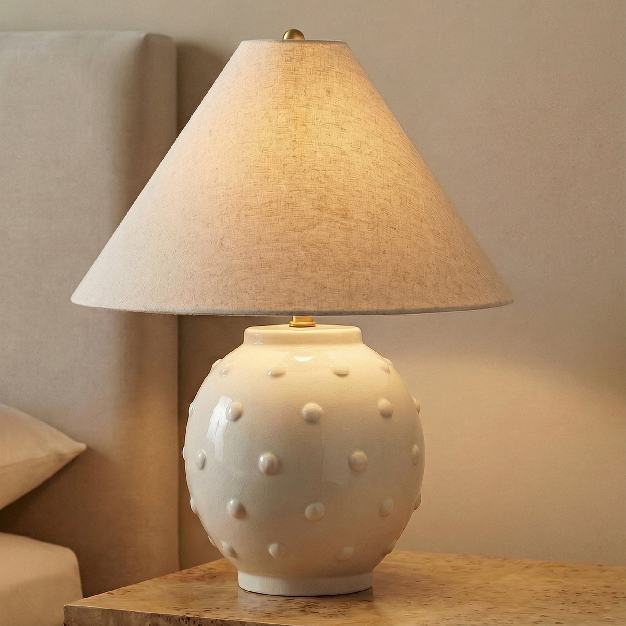 Poppy Ceramic Table Lamp, Glossy Ivory