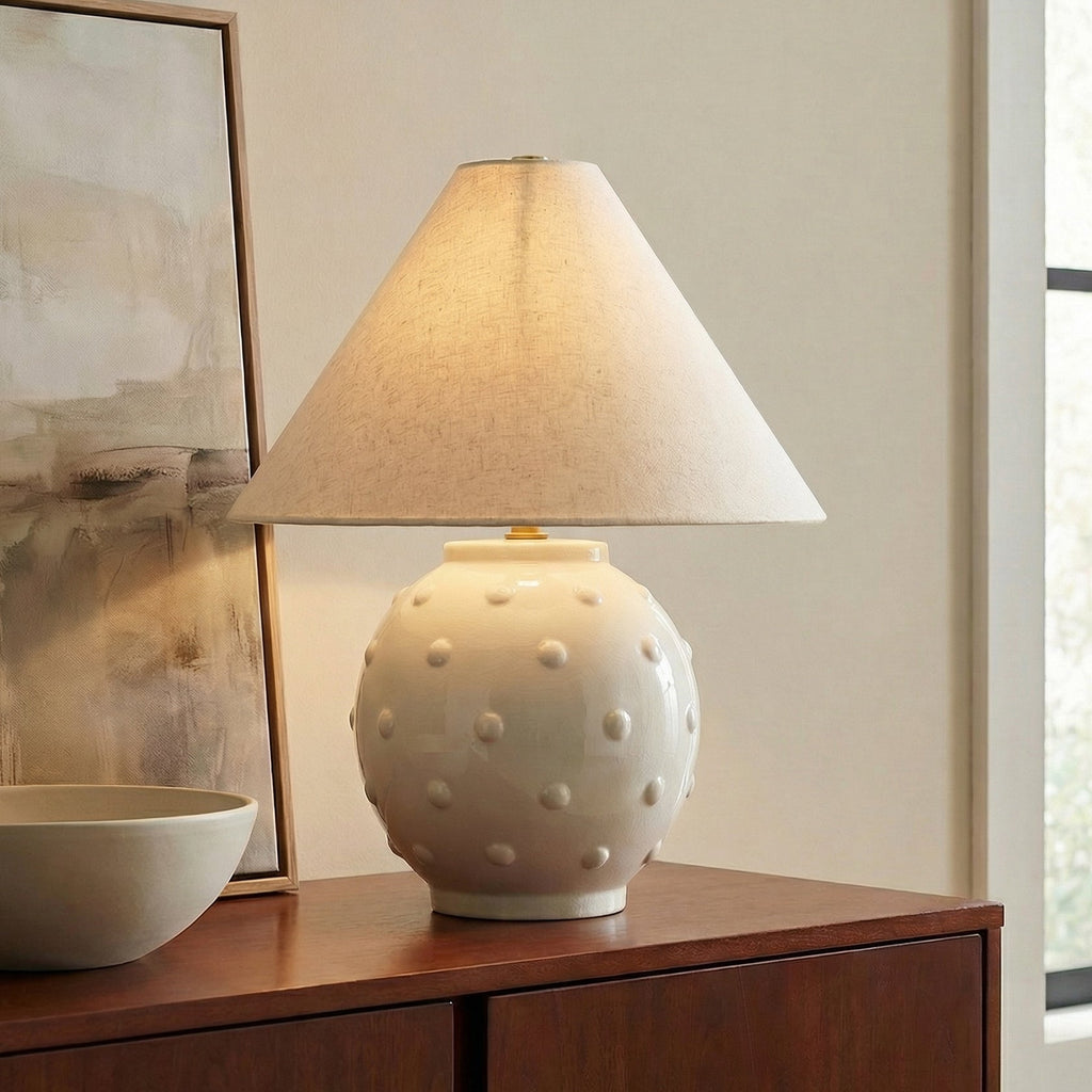 Poppy Ceramic Table Lamp, Glossy Ivory