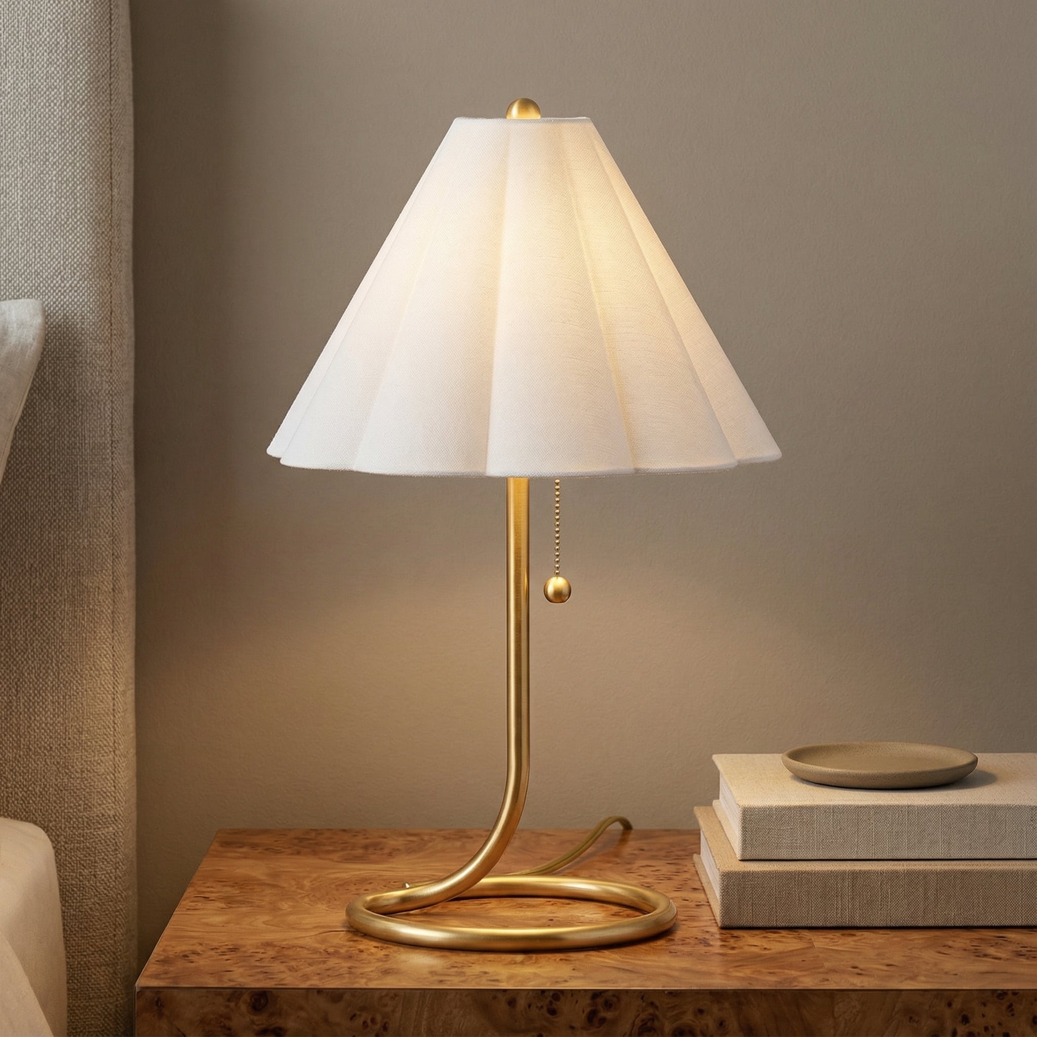 Nina Table Lamp, Aged Brass