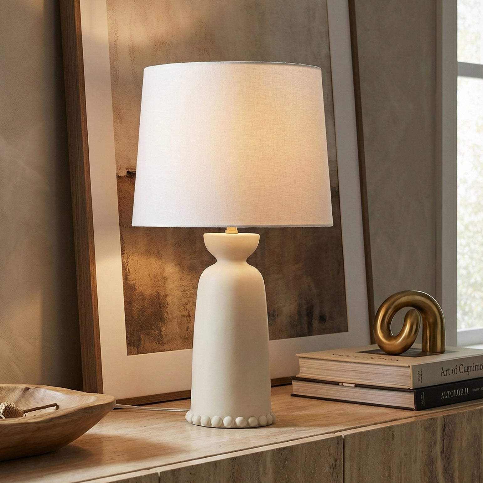 Bonnie Ceramic Table Lamp, Antique Ivory