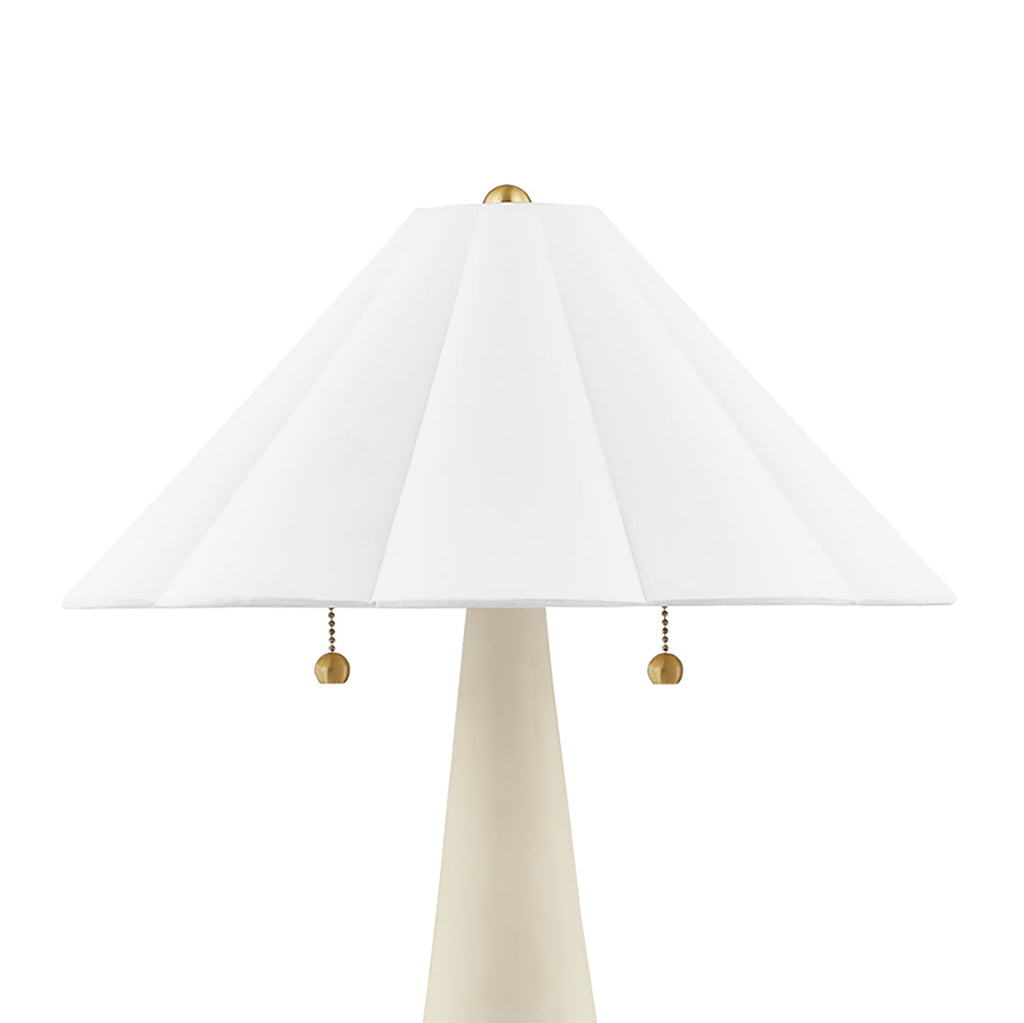 Liza Ceramic Table Lamp, Antique Ivory with Brass Accents