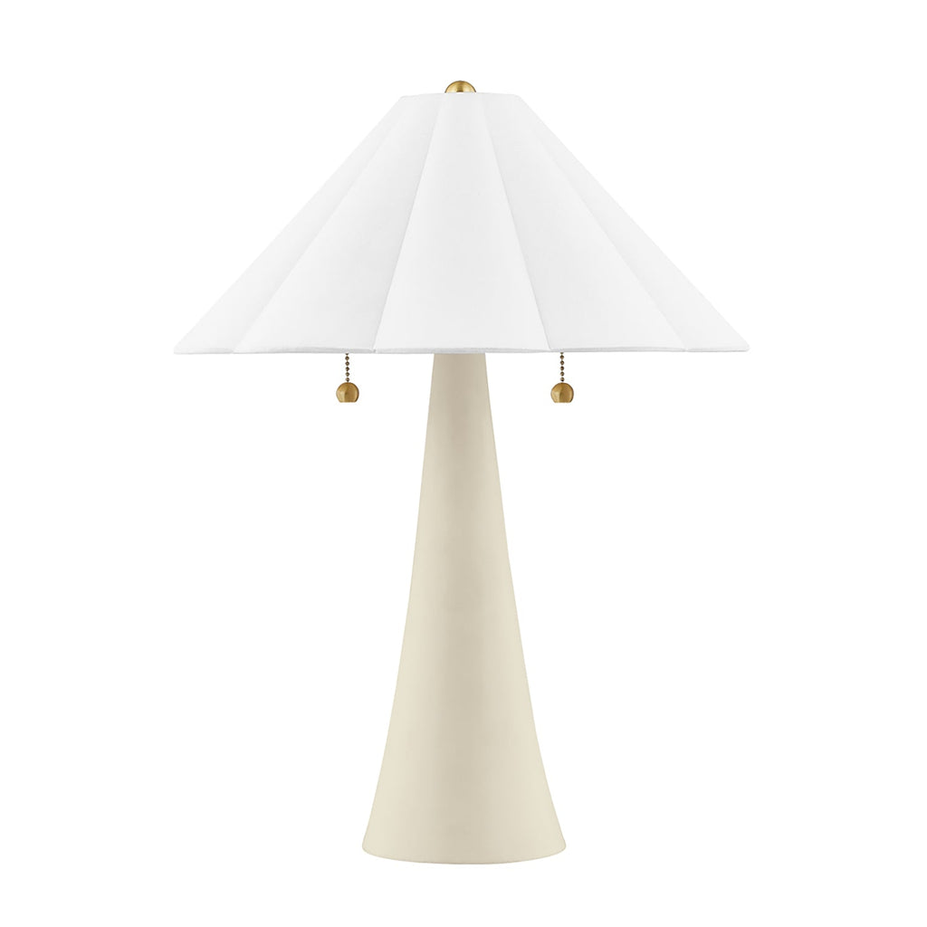 Liza Ceramic Table Lamp, Antique Ivory with Brass Accents