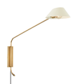 York Plug-in Wall Sconce, Patina Brass with Soft Sand