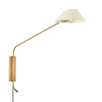 York Plug-in Wall Sconce, Patina Brass with Soft Sand
