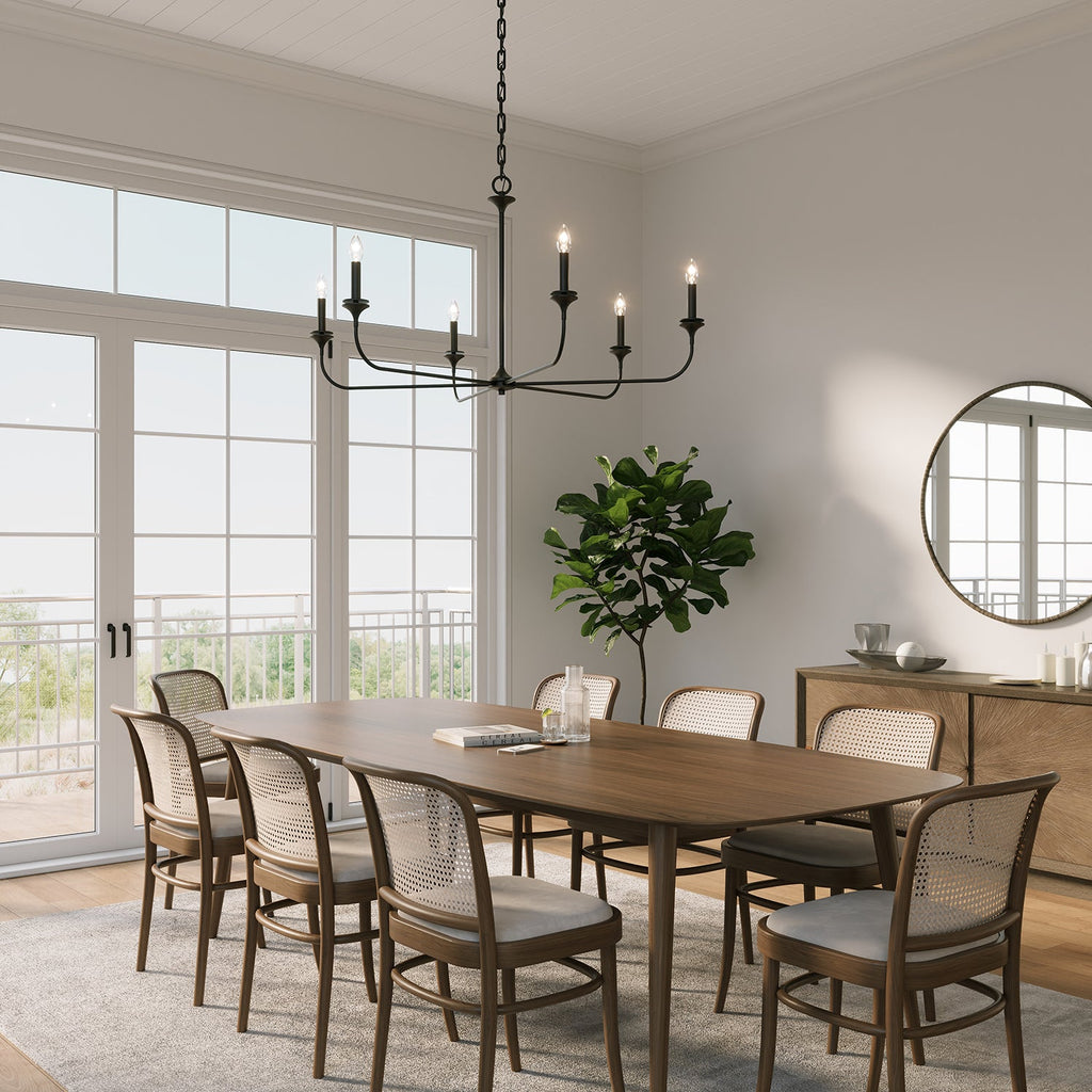 Harper 6 Light Chandelier 49", Matte Black