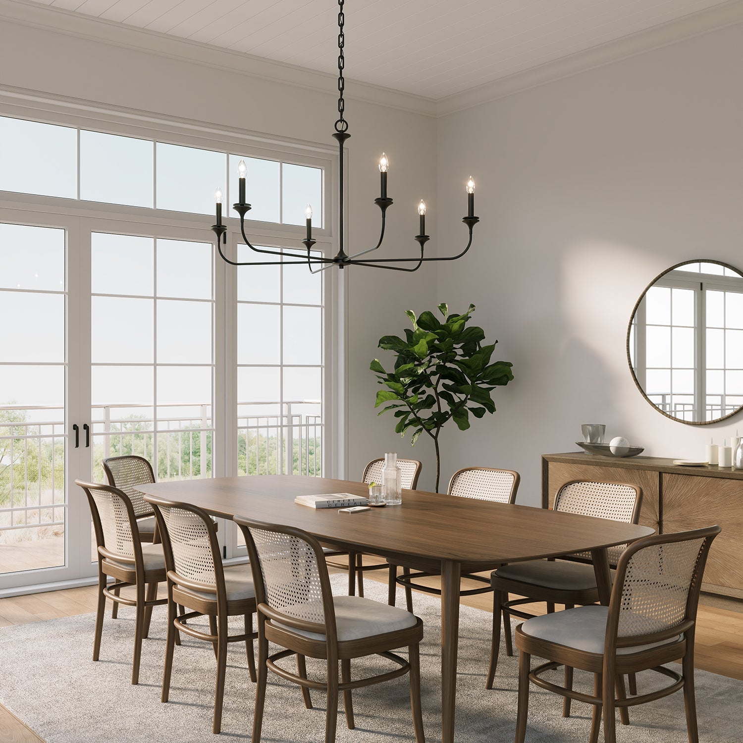 Harper 6 Light Chandelier 49", Matte Black
