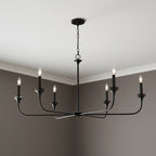 Harper 6 Light Chandelier 49", Matte Black