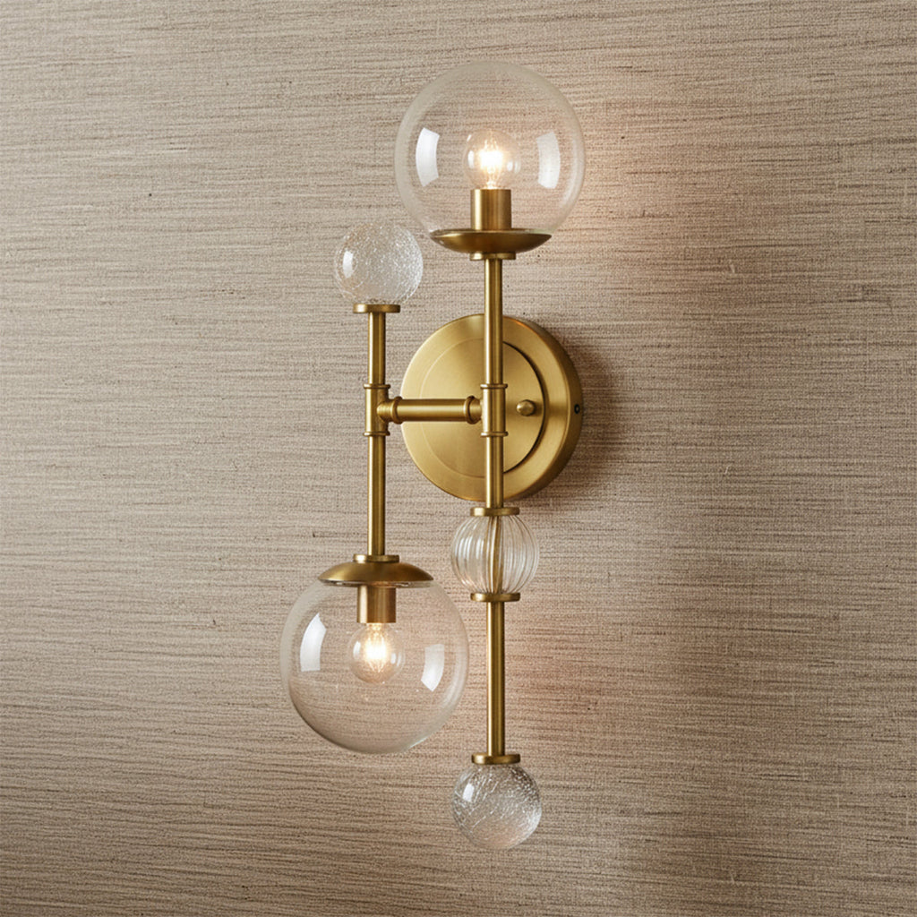 Lumi 2 Light Wall Sconce 20", Brass