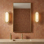Vance LED Wall Sconce 16", Brass and Alabaster