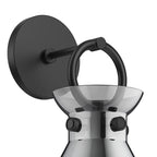 Aris Wall Sconce 13", Matte Black and Smoke Glass