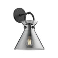 Aris Wall Sconce 13", Matte Black and Smoke Glass