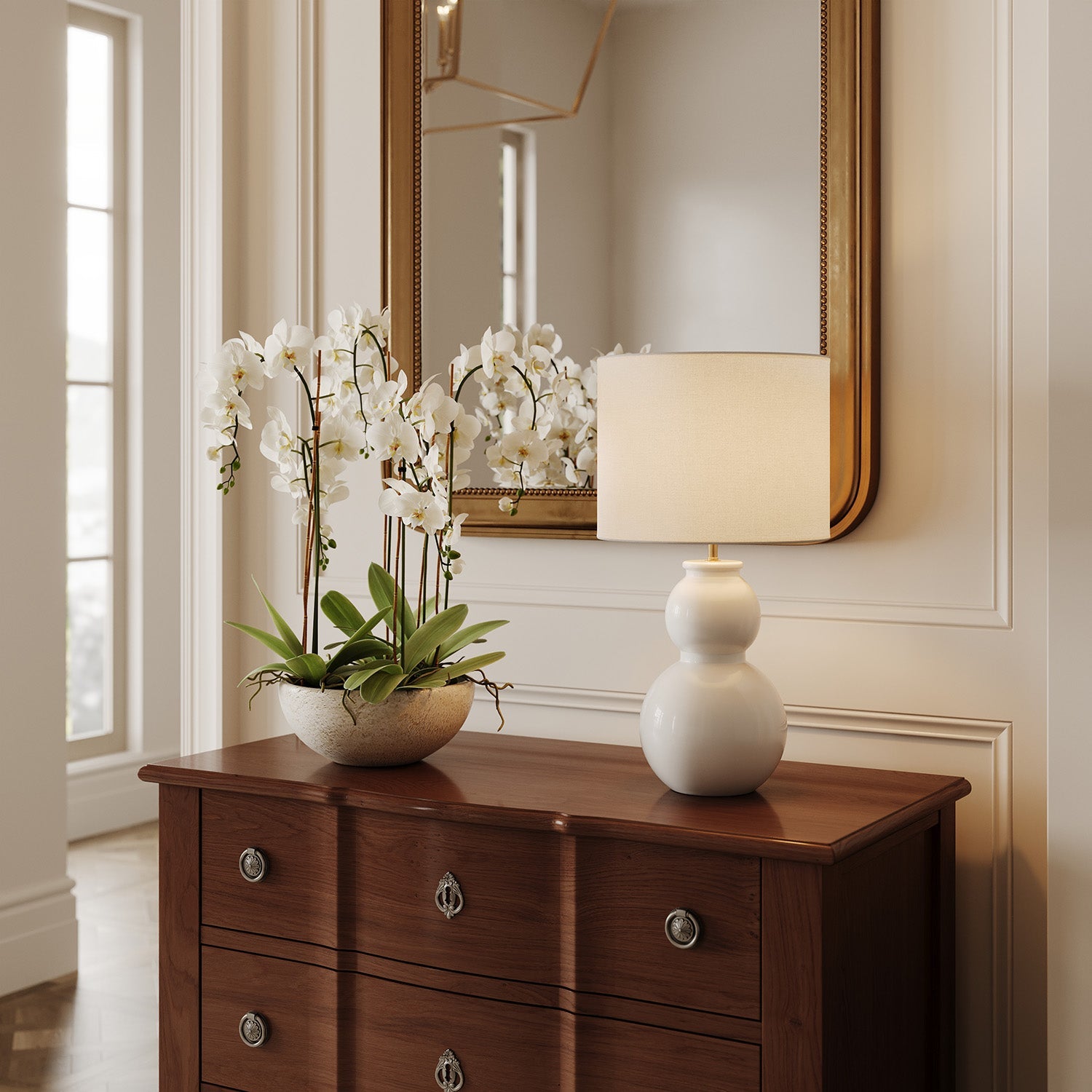 Truett Table Lamp 27", Glossy White
