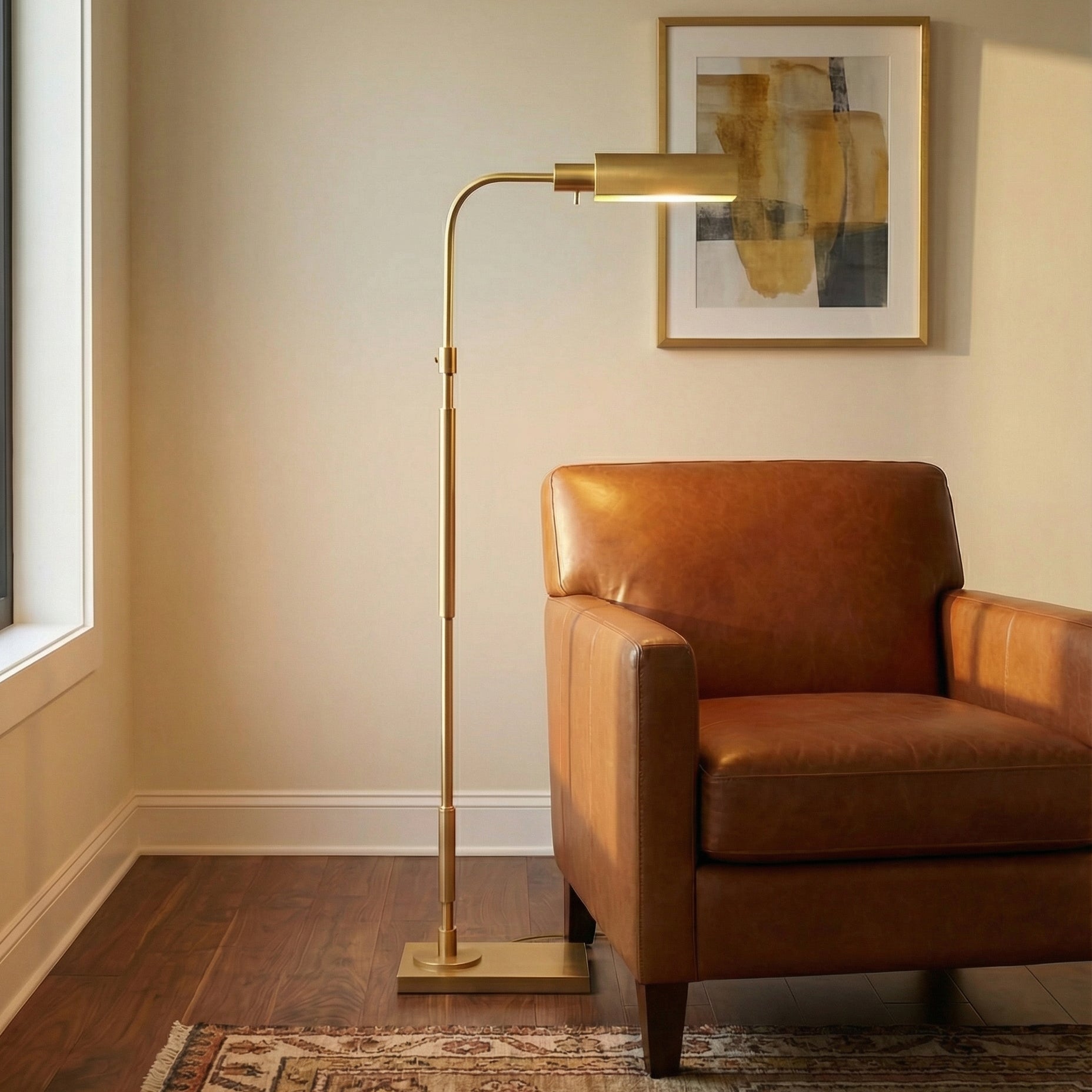 Gunther Floor Lamp 47", Modern Brass