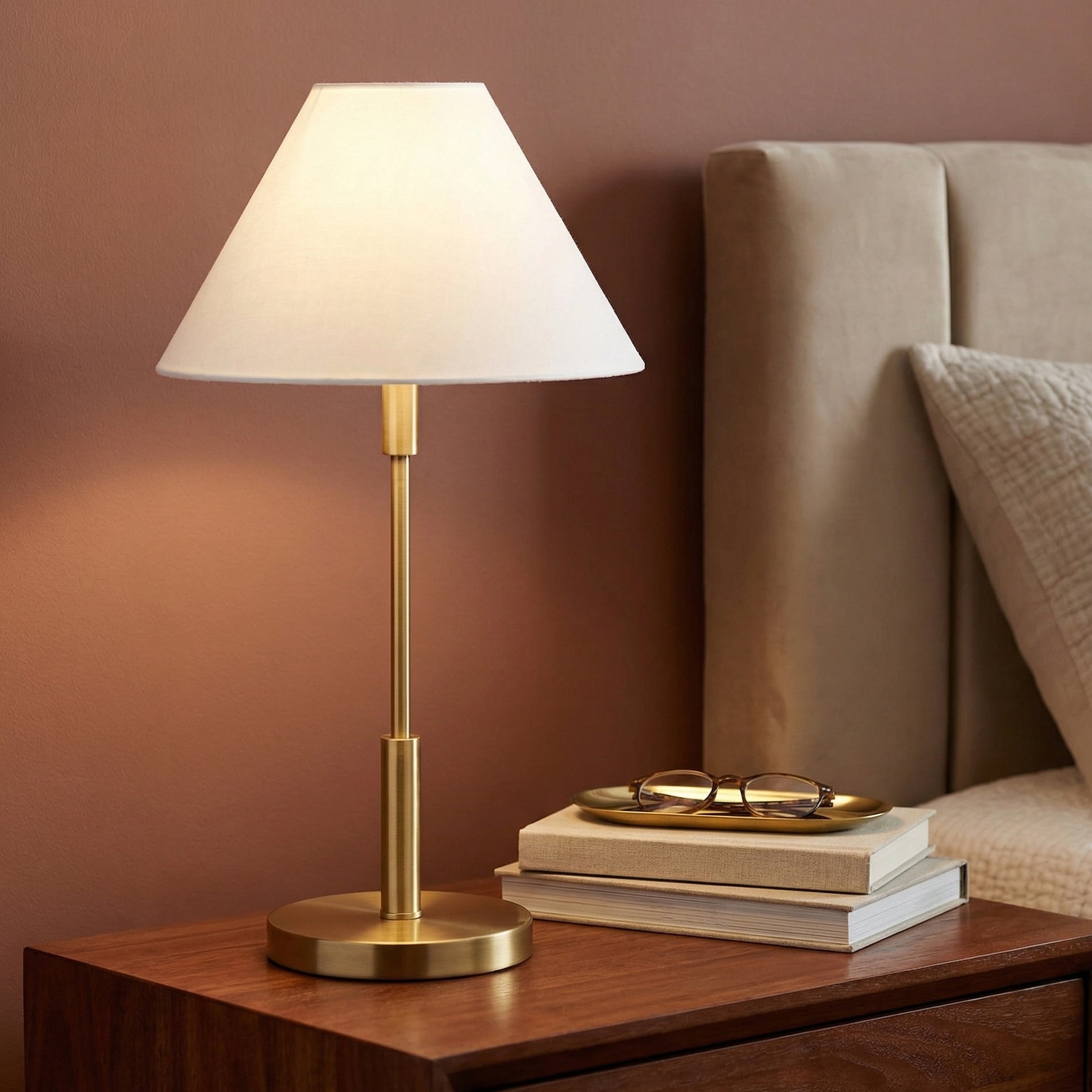 Hazelton Table Lamp, Satin Brass